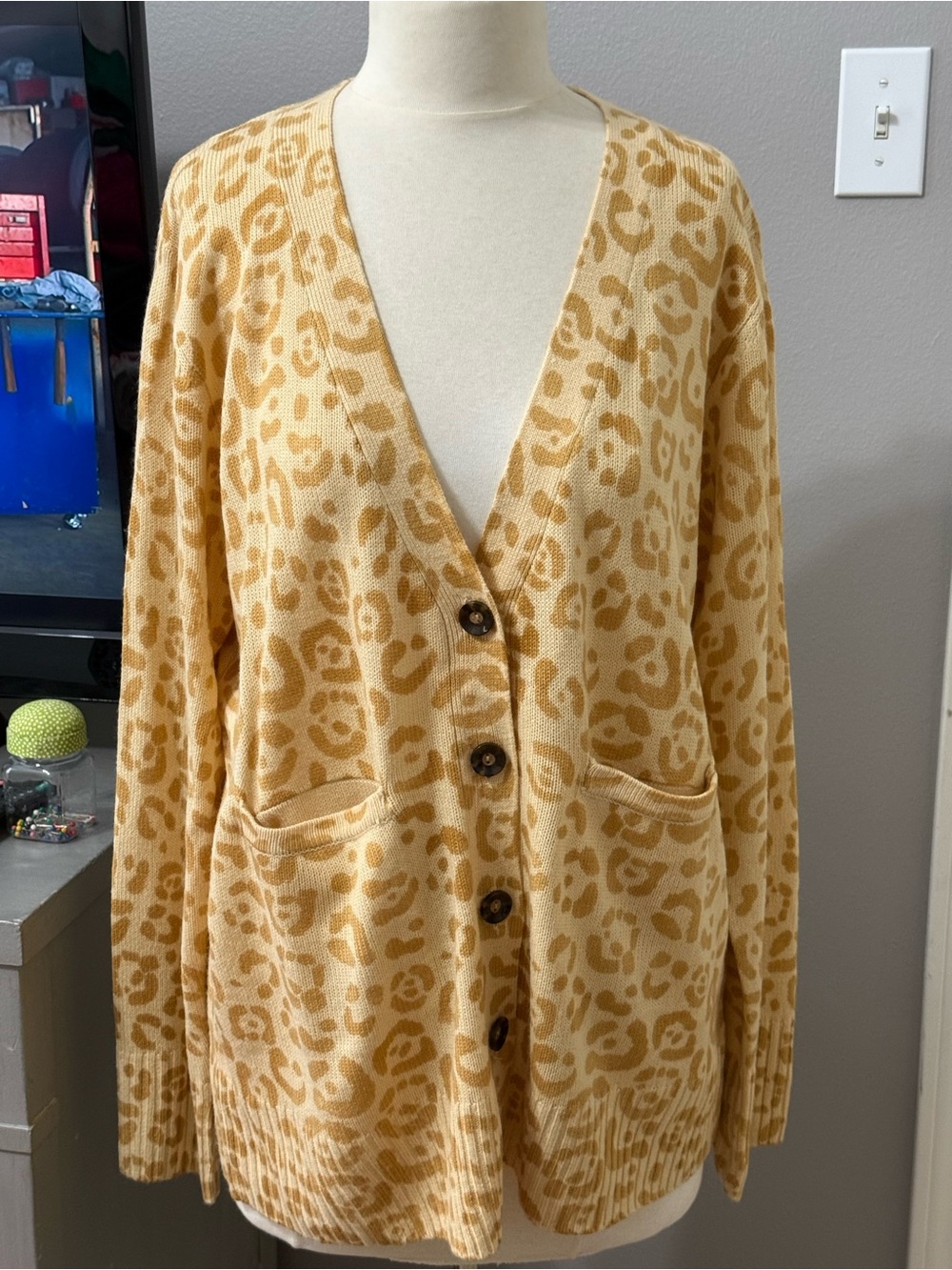 Andree by Unit 2X Leopard Print Cardigan Sweater Plus Size